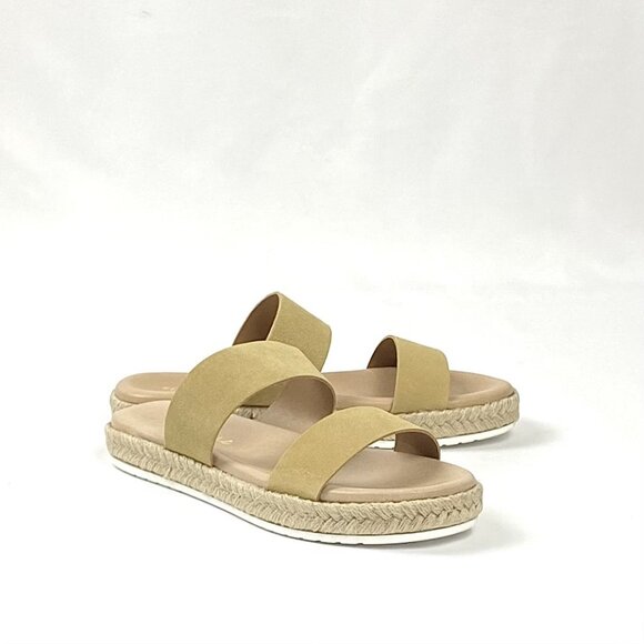 Matisse Mixer  Tan Double Suede Leather Band Slide Sandal, 9 - Picture 2 of 9